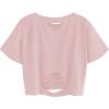 imageAvanova Women Skull Finger Graphic Distressed Tee Shirt Ripped Short Sleeve Crop TopsSkull Pink