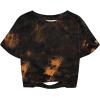 imageAvanova Women Skull Finger Graphic Distressed Tee Shirt Ripped Short Sleeve Crop TopsTie Dye Orange