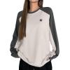 imageAvanova Women Star Graphic Raglan Long Sleeve Tee Shirt Color Block Loose TopBlack Grey