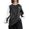 imageAvanova Women Star Graphic Raglan Long Sleeve Tee Shirt Color Block Loose TopBlack White