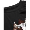 imageAvanova Women Sun Moon Graphic Distressed Crop Top Oversized Short Sleeve Ripped Tee ShirtBlack Cow B