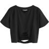 imageAvanova Women Sun Moon Graphic Distressed Crop Top Oversized Short Sleeve Ripped Tee ShirtBlack Moon