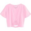 imageAvanova Women Sun Moon Graphic Distressed Crop Top Oversized Short Sleeve Ripped Tee ShirtPink Girl