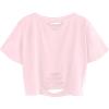 imageAvanova Women Sun Moon Graphic Distressed Crop Top Oversized Short Sleeve Ripped Tee ShirtPink Heart