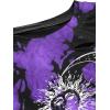 imageAvanova Women Sun Moon Graphic Distressed Crop Top Oversized Short Sleeve Ripped Tee ShirtTie Dye Purple