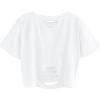 imageAvanova Women Sun Moon Graphic Distressed Crop Top Oversized Short Sleeve Ripped Tee ShirtWhite