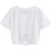 imageAvanova Women Sun Moon Graphic Distressed Crop Top Oversized Short Sleeve Ripped Tee ShirtWhite Wild