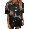 imageAvanova Women Graphic Letter Print Oversized T Shirt Short Sleeve Casual Summer Loose Fit Tee TopSkull Brown Black
