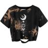 imageAvanova Women Los Angeles Graphic Distressed Oversized Crop Top Short Sleeve Ripped Boxy Loose Tee ShirtTie Dye Moon