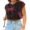 imageAvanova Women Oversized Batwing Boxy Tee Shirt Crewneck Loose Short Sleeve Crop TopBlack Red