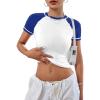 imageAvanova Women Raglan Colorblock Baby Tee Shirt Short Sleeve Summer Casual TopsBlue