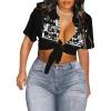 imageAvanova Women Sexy Tie Front Crop Tops Short Sleeve Summer Casual Club Tee ShirtBlack Lx03