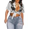 imageAvanova Women Sexy Tie Front Crop Tops Short Sleeve Summer Casual Club Tee ShirtWhite Lx01