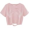 imageAvanova Women Skull Finger Graphic Distressed Tee Shirt Ripped Short Sleeve Crop TopsSkull Pink