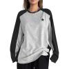 imageAvanova Women Star Graphic Raglan Long Sleeve Tee Shirt Color Block Loose TopBlue Grey Black