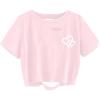 imageAvanova Women Sun Moon Graphic Distressed Crop Top Oversized Short Sleeve Ripped Tee ShirtPink Heart
