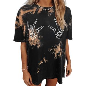 imageAvanova Women Graphic Letter Print Oversized T Shirt Short Sleeve Casual Summer Loose Fit Tee TopA Tie Dye Brown