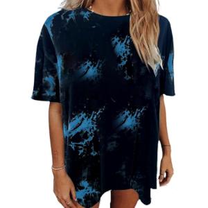 imageAvanova Women Graphic Letter Print Oversized T Shirt Short Sleeve Casual Summer Loose Fit Tee TopBlack Blue
