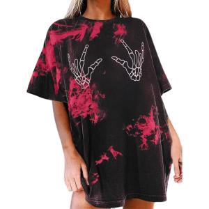 imageAvanova Women Graphic Letter Print Oversized T Shirt Short Sleeve Casual Summer Loose Fit Tee TopBlack Red