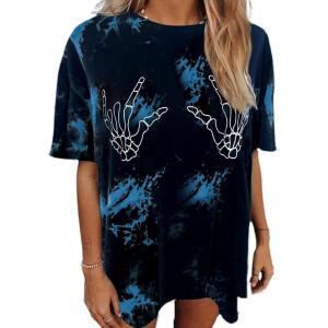 imageAvanova Women Graphic Letter Print Oversized T Shirt Short Sleeve Casual Summer Loose Fit Tee TopBlue Black