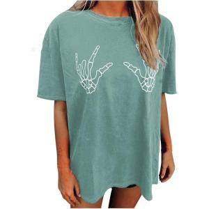 imageAvanova Women Graphic Letter Print Oversized T Shirt Short Sleeve Casual Summer Loose Fit Tee TopGreen