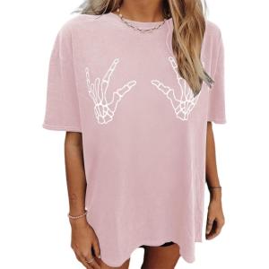 imageAvanova Women Graphic Letter Print Oversized T Shirt Short Sleeve Casual Summer Loose Fit Tee TopPink