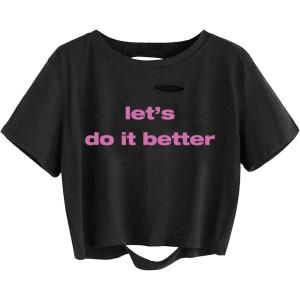 imageAvanova Women Los Angeles Graphic Distressed Oversized Crop Top Short Sleeve Ripped Boxy Loose Tee ShirtBlack Better