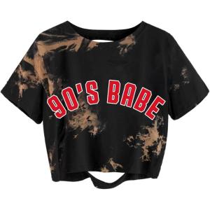 imageAvanova Women Los Angeles Graphic Distressed Oversized Crop Top Short Sleeve Ripped Boxy Loose Tee ShirtBlack Lx02