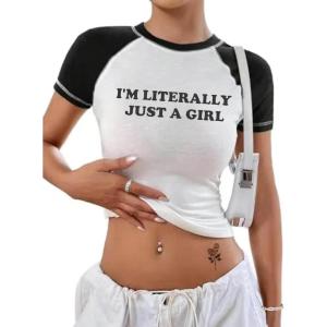 imageAvanova Women Raglan Colorblock Baby Tee Shirt Short Sleeve Summer Casual TopsWhite Gril