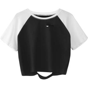 imageAvanova Women Skull Finger Graphic Distressed Tee Shirt Ripped Short Sleeve Crop TopsBlack White a