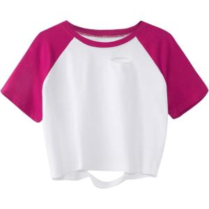 imageAvanova Women Skull Finger Graphic Distressed Tee Shirt Ripped Short Sleeve Crop TopsWhite Pink