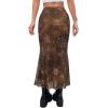 imageAvanova Women Ditsy Floral Bohemia Mesh Mermaid Skirt High Waist Summer Midi SkirtsA Floral Brown