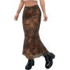 imageAvanova Women Ditsy Floral Bohemia Mesh Mermaid Skirt High Waist Summer Midi SkirtsA Floral Brown