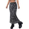 imageAvanova Women Ditsy Floral Bohemia Mesh Mermaid Skirt High Waist Summer Midi SkirtsBlack Floral
