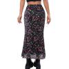 imageAvanova Women Ditsy Floral Bohemia Mesh Mermaid Skirt High Waist Summer Midi SkirtsBlack Floral C