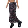 imageAvanova Women Ditsy Floral Bohemia Mesh Mermaid Skirt High Waist Summer Midi SkirtsBlack Floral C