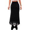 imageAvanova Women Ditsy Floral Bohemia Mesh Mermaid Skirt High Waist Summer Midi SkirtsBlack Glitter