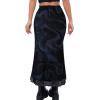 imageAvanova Women Ditsy Floral Bohemia Mesh Mermaid Skirt High Waist Summer Midi SkirtsBlue Black