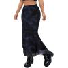 imageAvanova Women Ditsy Floral Bohemia Mesh Mermaid Skirt High Waist Summer Midi SkirtsBlue Black