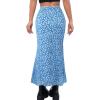 imageAvanova Women Ditsy Floral Bohemia Mesh Mermaid Skirt High Waist Summer Midi SkirtsBlue Floral