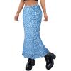 imageAvanova Women Ditsy Floral Bohemia Mesh Mermaid Skirt High Waist Summer Midi SkirtsBlue Floral