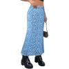 imageAvanova Women Ditsy Floral Bohemia Mesh Mermaid Skirt High Waist Summer Midi SkirtsBlue Floral