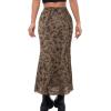 imageAvanova Women Ditsy Floral Bohemia Mesh Mermaid Skirt High Waist Summer Midi SkirtsBrown Floral C