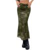 imageAvanova Women Ditsy Floral Bohemia Mesh Mermaid Skirt High Waist Summer Midi SkirtsGreen