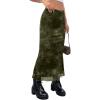 imageAvanova Women Ditsy Floral Bohemia Mesh Mermaid Skirt High Waist Summer Midi SkirtsGreen