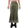 imageAvanova Women Ditsy Floral Bohemia Mesh Mermaid Skirt High Waist Summer Midi SkirtsGreen a
