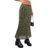 imageAvanova Women Ditsy Floral Bohemia Mesh Mermaid Skirt High Waist Summer Midi SkirtsGreen a
