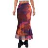 imageAvanova Women Ditsy Floral Bohemia Mesh Mermaid Skirt High Waist Summer Midi SkirtsMulticolor