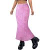 imageAvanova Women Ditsy Floral Bohemia Mesh Mermaid Skirt High Waist Summer Midi SkirtsPink Floral