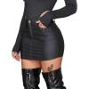 imageAvanova Women Faux Leather Slit Split Mini Skort High Rise Bodycon Short SkirtBlack